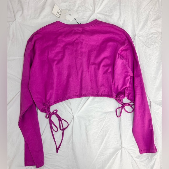 Zara NWT Fuschia Cropped Long Sleeve Size L - Picture 5 of 5